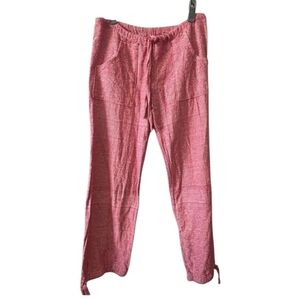 Pull On Pants M Cotton Mid Rise Red Beachy Drawstring Pockets Cinched Relaxed